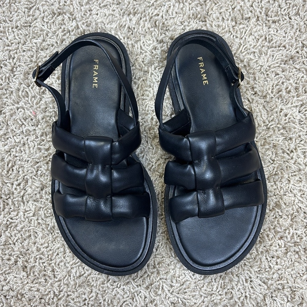 Frame black leather sandals sz 36 - Picture 2 of 6